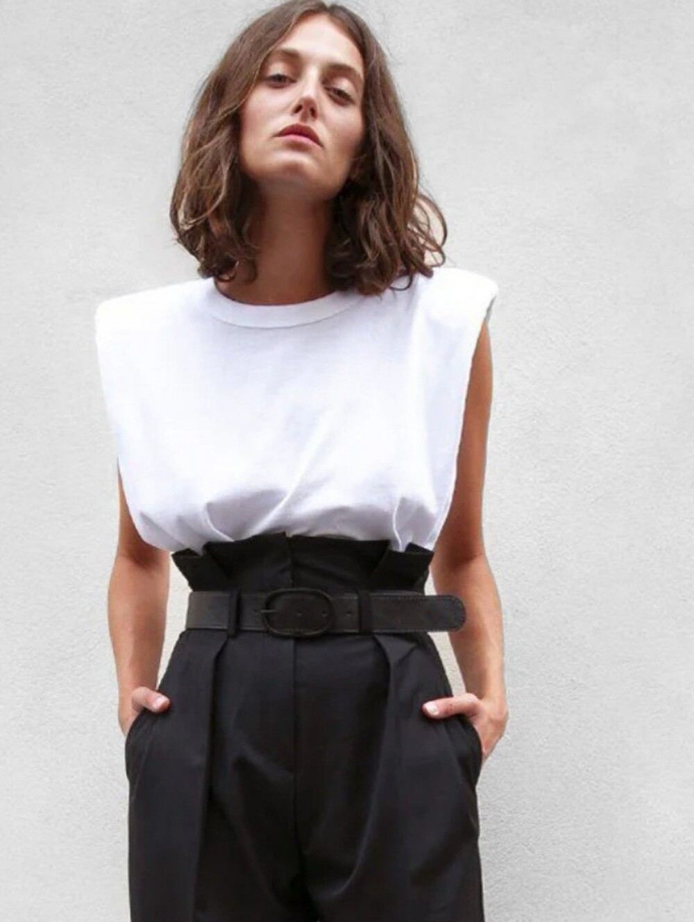 The Frankie Shop White Padded-Shoulder Tank